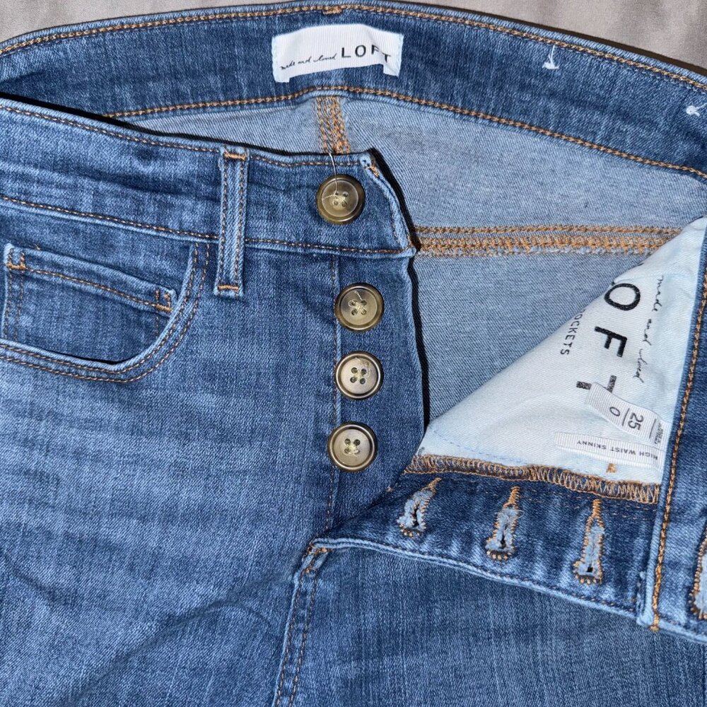 LOFT “Made & Loved” High Waist Skinny Jeans Size 0 / 25 - Picture 3 of 4